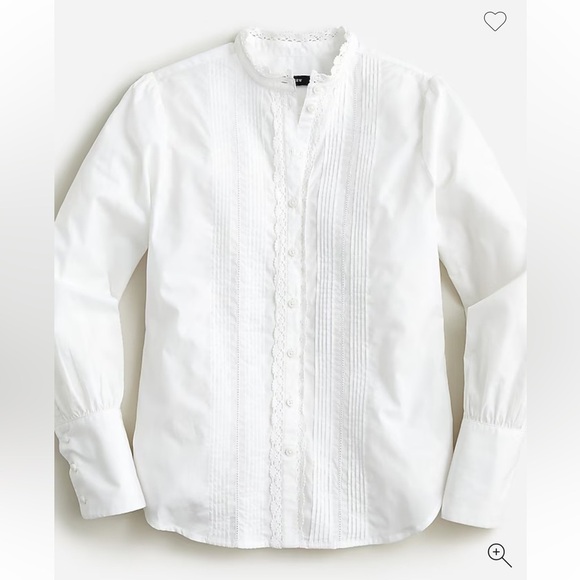 J. Crew White Lace Trim Blouse - Picture 1 of 6